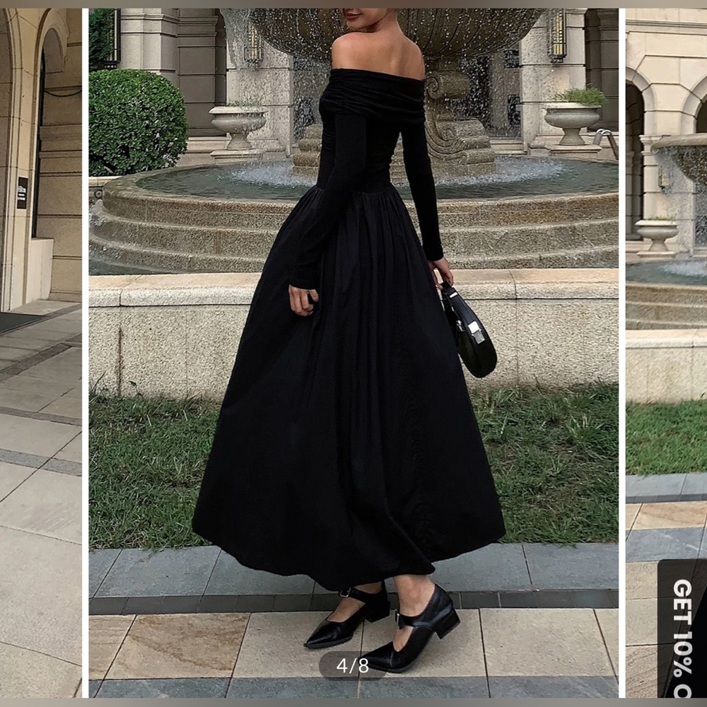 Commense Off Shoulder Criss Cross Long Dress